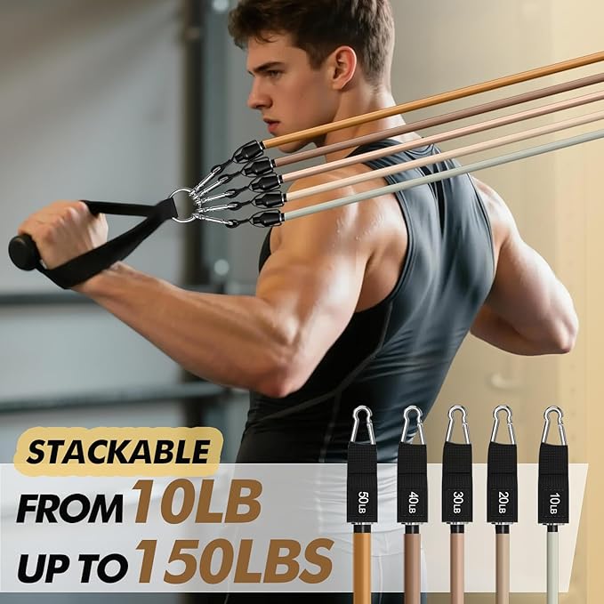WHATAFIT Resistance Bands, Exercise Bands,Resistance Bands for Working Out, Work Out Bands with Handles for Men and Women Fitness, Strength Training Home Gym Equipment