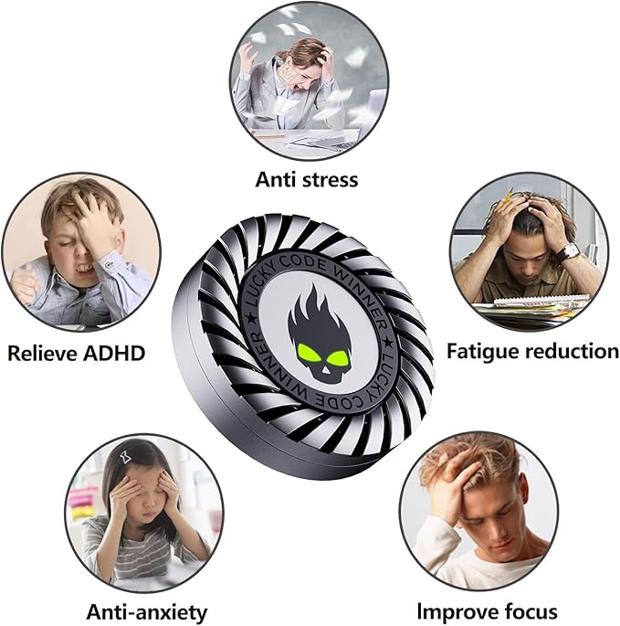 Fidget Spinner for Adults Teens- 3-in-1 Metal Stress Relief Toys with Silent Spinning, Slider & Clicker, EDC Office Desk Toy for Working Studying Waiting Breaks, Gift and Festival Party Favor (Black)