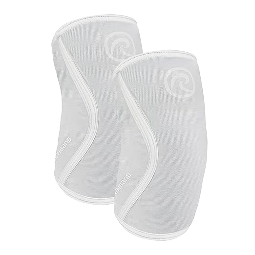 Rehband Elbow 5mm Compression Sleeve, Neoprene Sleeves for Weightlifting, Anatomical Design, Non-Slip & Close Fitting, Elbow Support Unisex, Colour:Arctic/White - 1 Pair, Size:Small