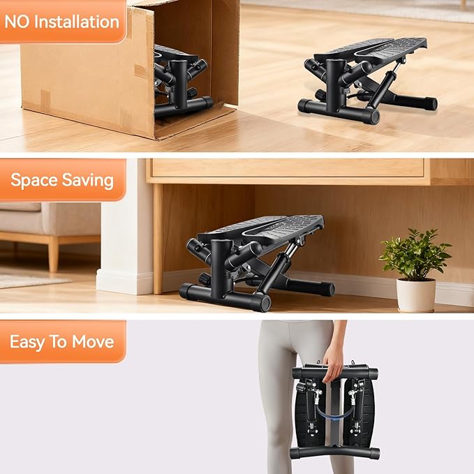 Steppers for Exercise at Home, Mini Stepper with Resistance Bands, Portable Stair Stepper for Home