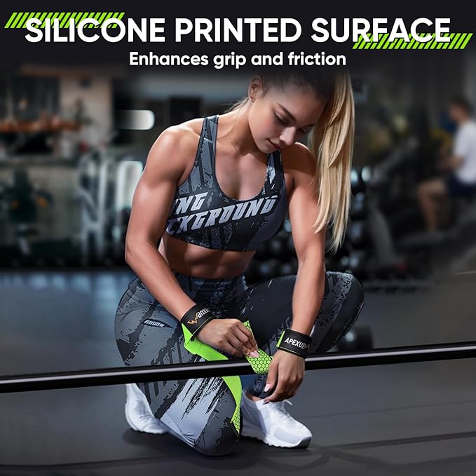 APEXUP Weight Lifting Straps for Weightlifting, Lifting Wrist Straps Gym, Deadlift Strap, Anti Slip Silicone Weightlifting Strap Men Women Powerlifting, Strength Training