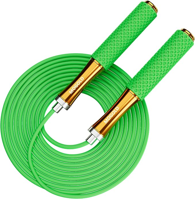 5mm PVC Jump Rope For Men Women - Dual Ball Bearing -Metal Handle Core Covered Rubber Grip- Adjustable 10ft long Skipping Rope - Good For Workout Fitness Weight loss