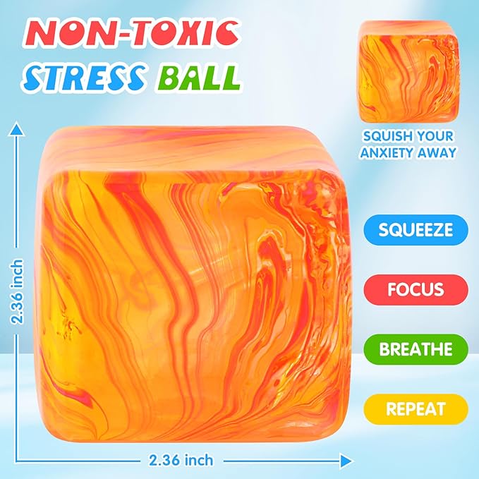 Fidget Toys Squishy Stress Cube, Stress Balls for Kids Adults Squishies Stress Relief, Ice Squishy Cube Sugar Balls, Sensory Toys for Kids with Autism, Fidgets for Classroom Prize Toys (Purple)