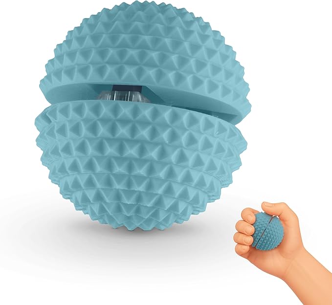 Round Spiked Sensory Fidget Clicker, Tactile Stimming Device with Mechanical Clicky Switches, Lanyard Attachment, Ideal for Pain Stim, ADHD, Autism & Stress Relief (Blue, Large)