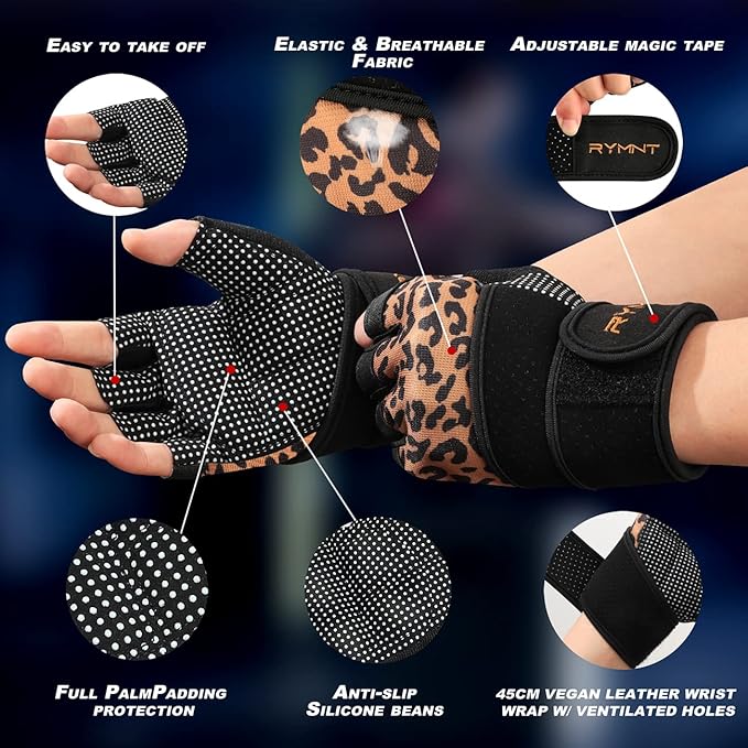 Workout Gloves with Wrist Wrap Support, Weight Lifting Gloves with Full Palm Protection & Extra Grip for Men Women Gym Exercise, Fitness, Weightlifting, Pull ups