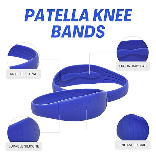 COOLSET Patella Band Knee Strap - 2 Pack Patellar Tendon Support Strap for Knee Pain Relief - Non-Slip Knee Brace for Jumper’s Knee, Tendonitis, Basketball, Running - Men, Women, Youth w/ Travel Bag (Blue)