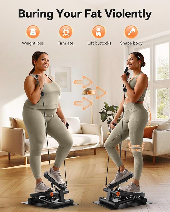 Niceday Steppers for Exercise, Stair Stepper with Resistance Bands, Mini Stepper with 300LBS Loading Capacity, Hydraulic Fitness Stepper with LCD Monitor