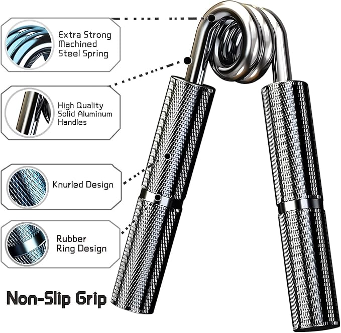 Black Metal Grip Strength Trainer,Hand Grips Kit (11Pack),No Slip Hand Extension Exerciser,Wrist Forearm Strengthener with Grip Tape for Strength Training,Exercise