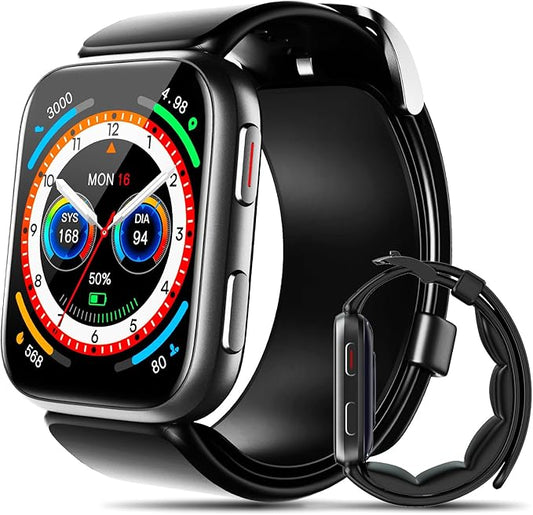 Blood Pressure Smart Watch,1.95'' Smart Watch with Air Pump Cuff, Blood Pressure Monitor Watch with Sleep Heart Rate Monitor, Pedometer, Blood Pressure Watch Supports Data Sharing, Reminder Monitoring