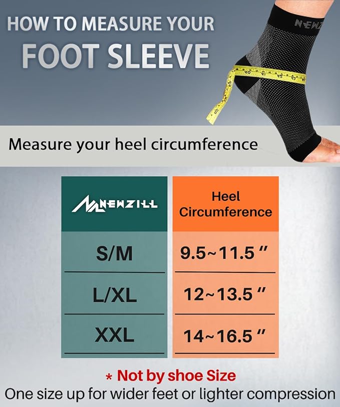 NEWZILL Plantar Fasciitis Socks with Arch Support, BEST 24/7 Foot Care Compression Sleeve, Eases Swelling & Heel Spurs, Ankle Brace Support, Increases Circulation (XXL, Gray)