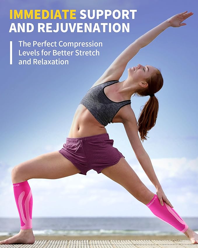 CAMBIVO 3 Pairs Calf Compression Sleeves for Men & Women – Footless Compression Socks for Shin Splints, Pain Relief, Varicose Veins – Leg Support for Running, Travel, Fitness, Nursing