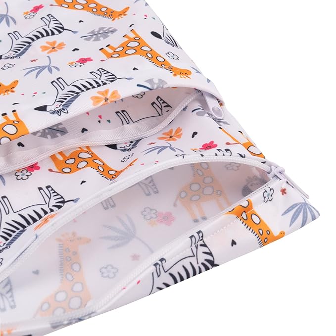 babygoal Wet Dry Bags for Baby Cloth Diapers, Washable Travel Bags, Beach, Pool, Gym Bag for Swimsuits & Wet Clothes with Two Zippered Pockets 3 Pack, 3LN25