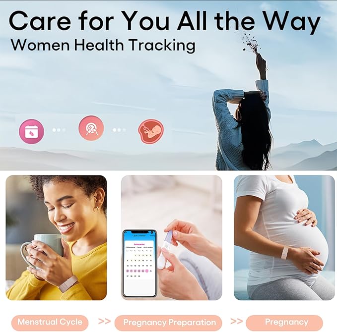 Yihou Fitness Tracker Fitness Watch Pedometer Watch with Heart Rate Monitor Sleep Monitoring Multiple Sport Modes for Women for Android iOS Pink