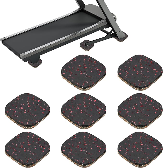PATIKIL 8 Pcs Treadmill Mat Pads, 4x4x0.6 High Density Foam Anti Vibration Pad Sound Proof Floor Mat Exercise Equipment Mat for Carpet Protect Noise Reduction Home Gym, Red