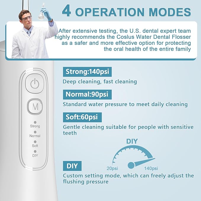 Portable Cordless Water Dental Flosser Teeth Pick 300ML Rechargeable Oral Irrigator with 4 Modes, IPX7 Waterproof,Powerful Flossing for Gum Care, Braces, and Deep Cleaning (Black)