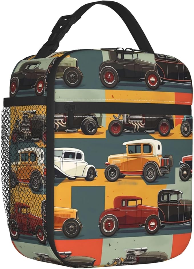 Insulated Lunch Box for Women Men, Cars Theme Lunch Box Reusable Portable Lunch Bag Cooler Tote Waterproof Lunch Container for Office Picnic Work Travel