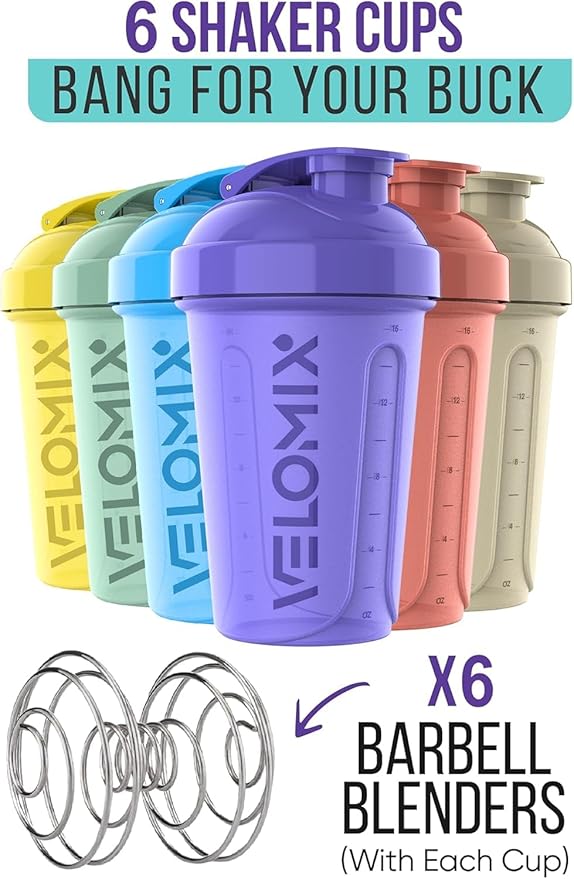 -6 PACK- 20 OZ Protein Shaker Bottles for Protein Mixes, Shaker Cups for Protein Shakes, Small Shaker Bottle Pack, Shaker Cup, Shakers for protein Shakes (Pastel Shades - 6 Pack)