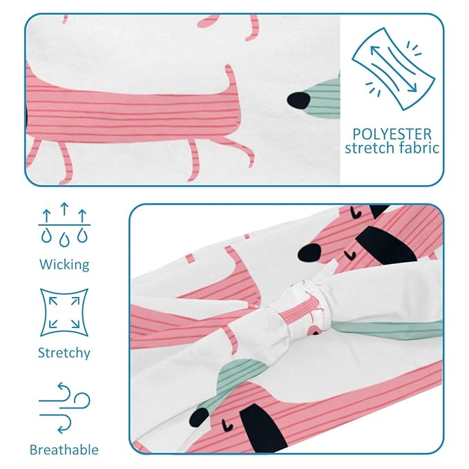 Funny Dachshund Dogs Headbands for Women's Hair,Soft Elastic Bandeau Hair Bands Makeup Yoga Workout Running Sweat Hair Wraps Fashion Hair Accessories