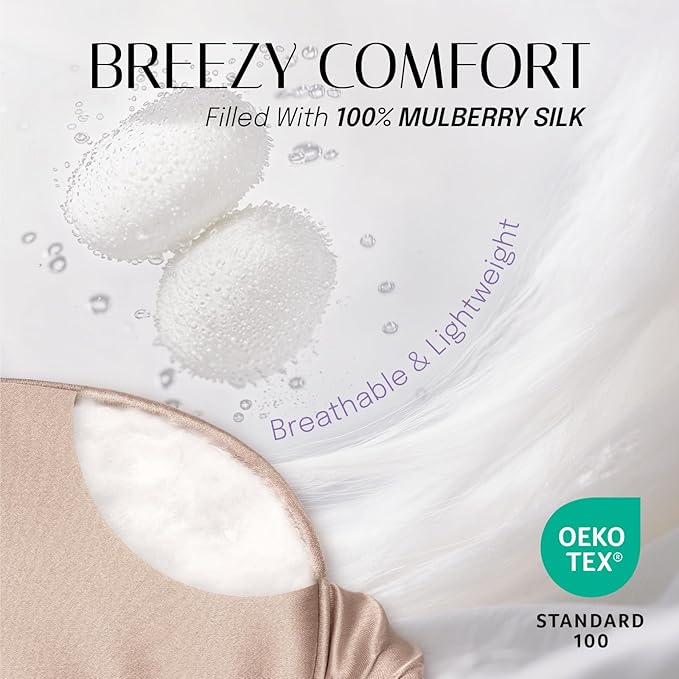 Silk Sleep Mask Eye Mask Blindfold with Double Layer Silk Filling and Elastic Strap for Full Night's Sleep, Travel and Nap, Soft Eye Cover Eyeshade with Luxury Bag and Ear Plugs by OLESILK (Camel)