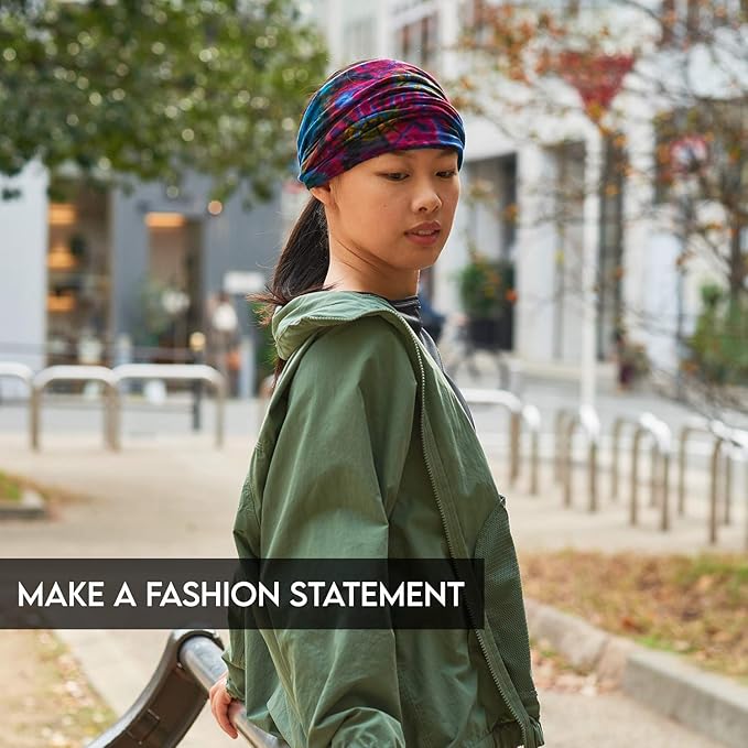 CHARM Tie-Dye Bandana Headbands - Psychedelic Hippie Womens Head Scarf Boho Mens