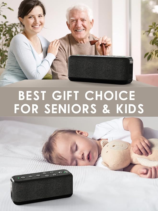 Portable White Noise Machine for Adults & Kids, 42 Soothing Sounds, Rechargeable Travel Sound Machine with Rain & Ocean Sounds, Auto-Off Timer & 8-Level Volume Control β Ideal for Sleep & Focus