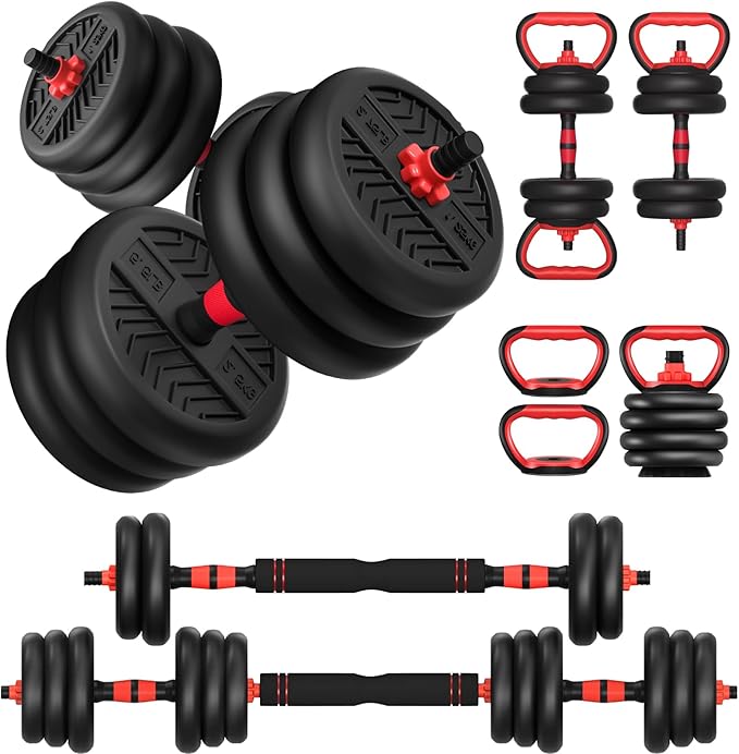 Adjustable Dumbbell, 20/30/40/60/80lbs Dumbbells Set, 4-in-1 Free Weights for Women/Men Workout Equipment Used as Barbell/Kettlebells/Push up Stand for Home Gym