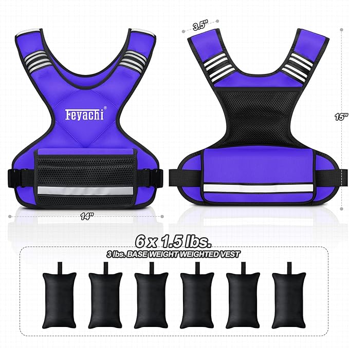 Feyachi Adjustable Weighted Vest - 3-12 lbs/12-20 lbs/20-32 lbs X Type Weight Vest with Reflective Stripe Ideal for Running Workout and Training