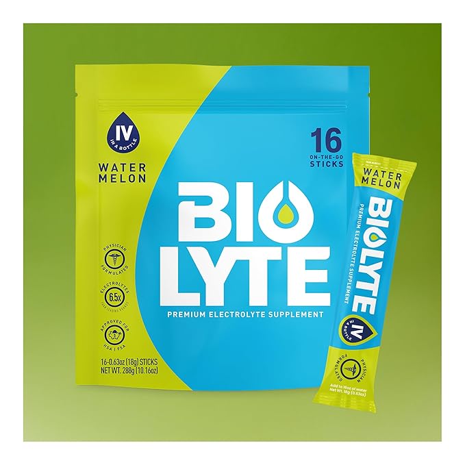 BIOLYTE IV Electrolyte Powder Packets, IV Liquid Drink Mix for Water, Doctor-Developed Hydration, Approved Dehydration Relief, Chemotherapy Must Haves for Women & Men - Watermelon (16 Pack)