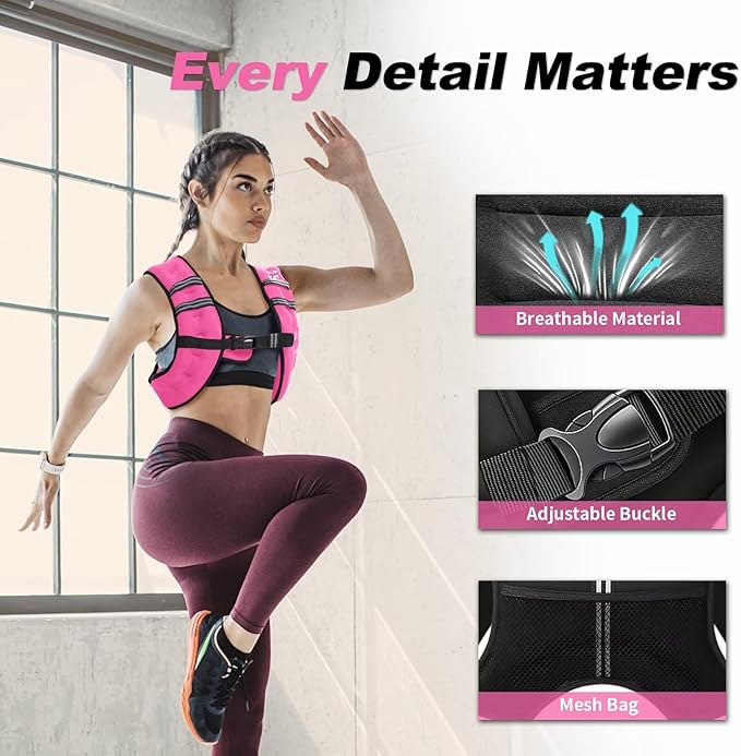 VBSD Weighted Vest Woman 6lb/8lb/12lb/16lb/20lb/25lb/30lb Weight Vest for Women Men Body Weight Vests for Walking Strength Training Running Workout Jogging Fitness