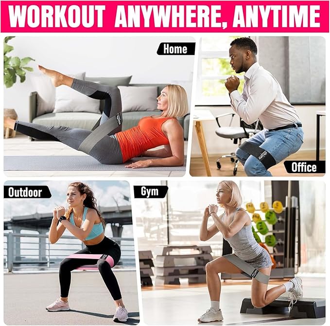 Fabric Resistance Bands Set – Booty Bands for Legs & Glutes, 3 Resistance Levels, Non-Slip Workout Bands for Women & Men, Ideal for Yoga, Pilates, Fitness, and Home Workouts