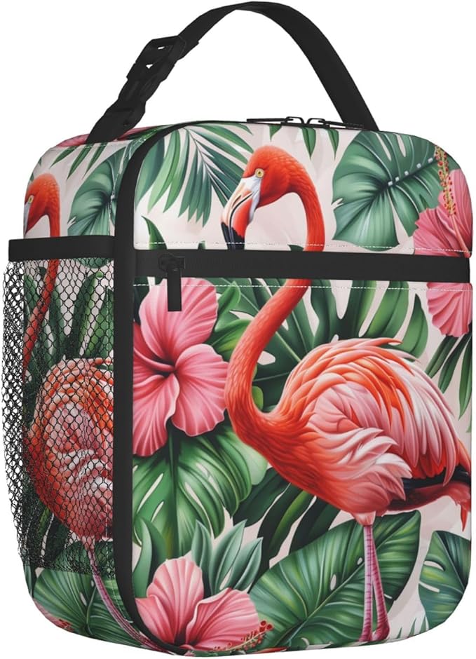Lunch Box for Women Men,Pink Flamingo Insulated Lunch Box Reusable Portable Lunch Bag Cooler Tote Waterproof Lunch Container for Office Picnic Work Travel Hiking
