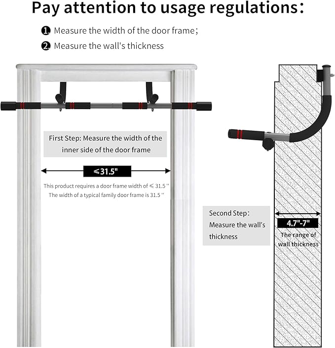 leikefitness Pull-Up Bar For Door Frame Adjustable Portable Upper Body Fitness Workout For Home Gyms