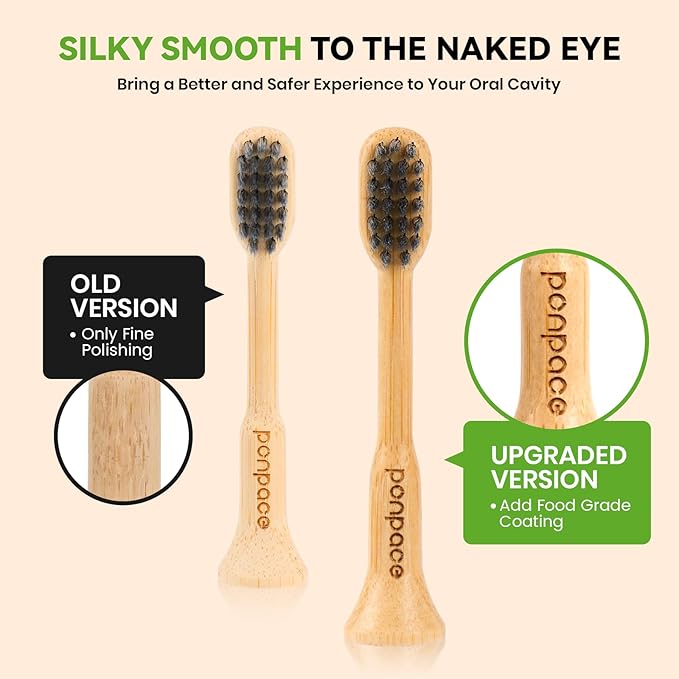 Bamboo Toothbrush Heads Compatible with Philips One by Sonicare, Soft Charcoal Infused Bristles, Whitening & Deep Cleaning