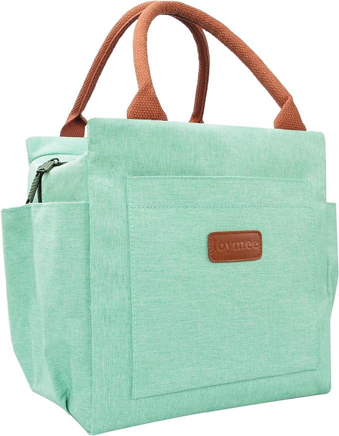 Joymee Lunch Bag Women Insulated Lunch Box Reusable Leakproof Large Spacious Tote for Women Men Adult with Bottle Holder and Side Pockets for Work Picnic Travel - Heather Teal