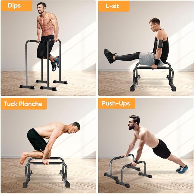 Dip Bar, 2-in-1 Adjustable Dip Stand Station for Home Workout, Heavy Duty Parallel Bars Workout Equipment for Strength Training