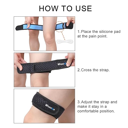 IT Band Strap, Adjustable Iliotibial Band Syndrome Brace, Athletic Stabilizer for Men, Women, Knee Support Strap for Running, Cycling, Hiking, Exercising, etc, 2 Pack