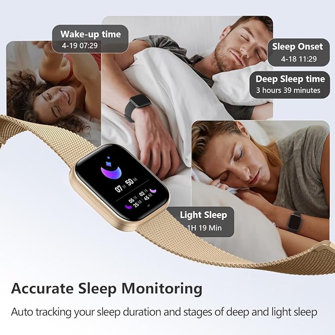 FITVII Health & Fitness Tracker (Answer/Make Calls), Smart Watch with 24/7 Heart Rate and Blood Pressure, Sleep Tracking, Blood Oxygen Monitor, 120+ Sport Modes Activity Tracker for Women Men