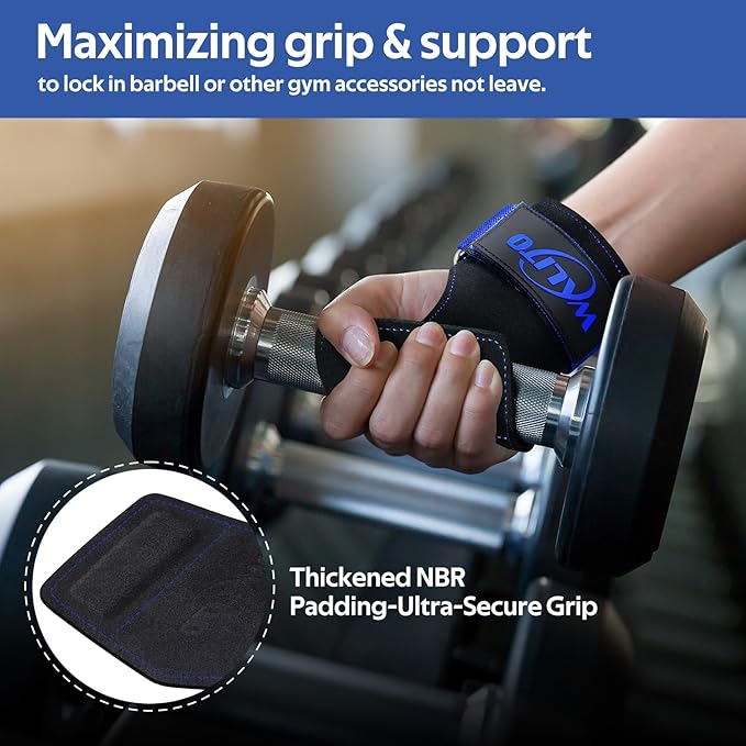 WALITO Weight Lifting Wrist Strap, Double Leather Weightlifting Wrist Straps for Gym Strength Training, Neoprene Padded Wrist Wraps - for Men & Women (Pair)