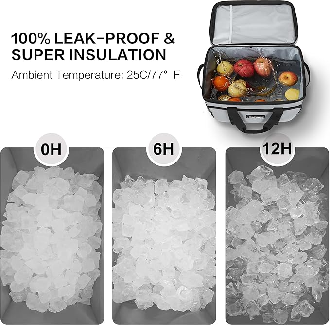 Soft Insulated Cooler Bag Collapsible Large Travel Coolers Soft Sided Coolers Ice Chest, Leakproof, Waterproof