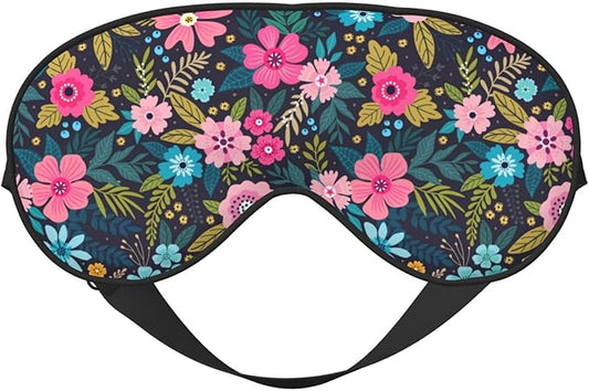 Sleep Eye Mask Colorful Floral and Leaves Sleep Mask for Women Men Comfortable Eye Mask with Adjustable Strap Soft Eye Cover Blindfold for Travel Yoga Nap Shift Work