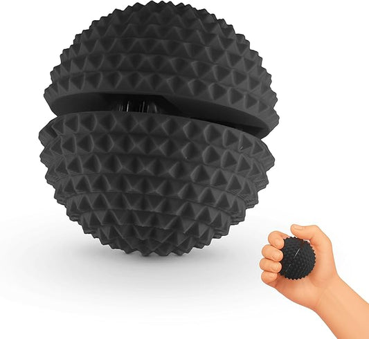 Round Spiked Sensory Fidget Clicker, Tactile Stimming Device with Mechanical Clicky Switches, Lanyard Attachment, Ideal for Pain Stim, ADHD, Autism & Stress Relief (Black, Large)