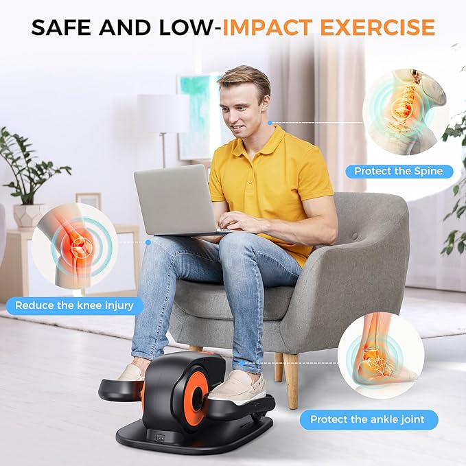 Under Desk Elliptical Machine, 2-in-1 Electric Ellipse Leg Exerciser for Seniors, Quiet & Compact Pedal Exerciser with Remote, 12 Speed Elliptical Exercise Machine for Home Office