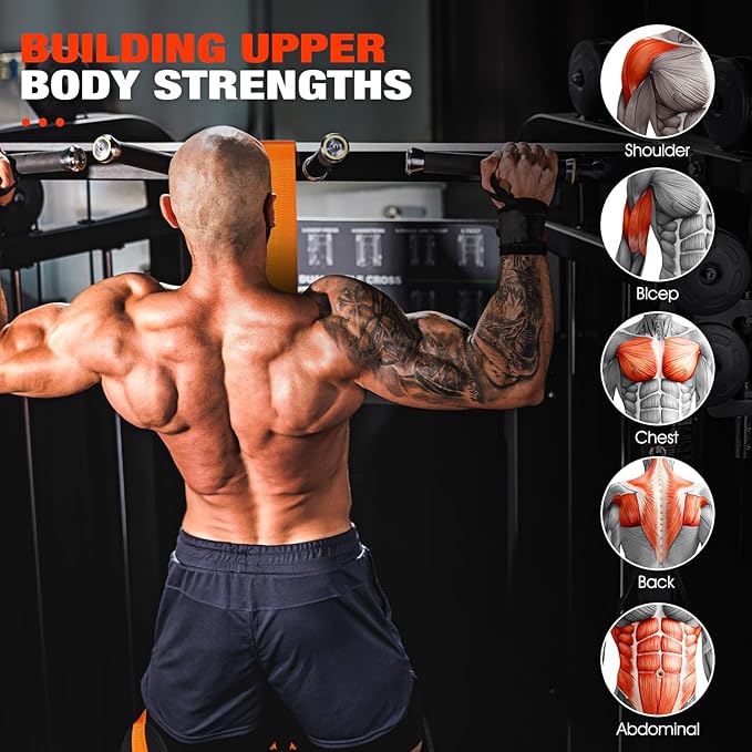 HPYGN Pull Up Assistance Bands, Heavy Duty Resistance Band for Pull Up Bar, Adjustable Weight/Size with Fabric Feet/Knee Rest, Bands for Pull Up Assist for Strength Training, Pull Up Assist Band