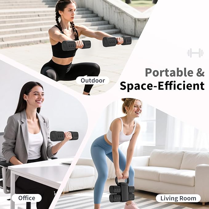 2-in-1 Adjustable Dumbbells Set, 4 Levels Weight Dumbbells Set for Women Men, Each 2.2/3.3/4.4/5.5lb Hand Weights with Kettlebell Form for Home Gym Exercise Training