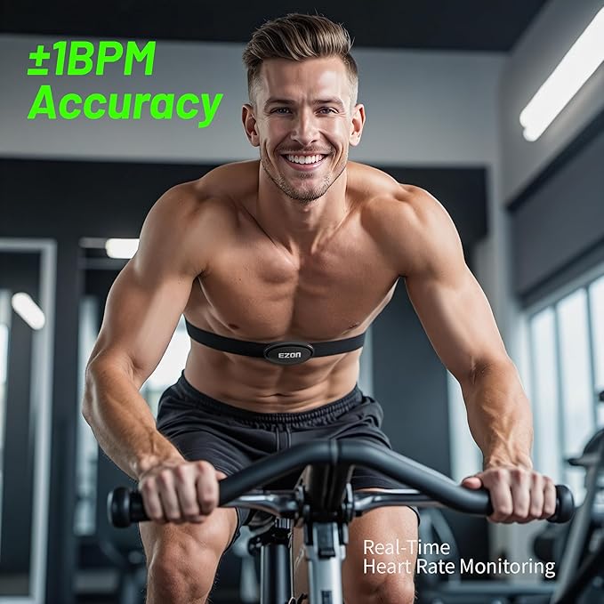 EZON Heart Rate Monitor Chest Strap, Bluetooth 5.1 & ANT+ Sensor, 3ATM Waterproof, Compatible with Garmin, Wahoo, Polar, Strava for Running, Cycling, Workout(C009 Pro)