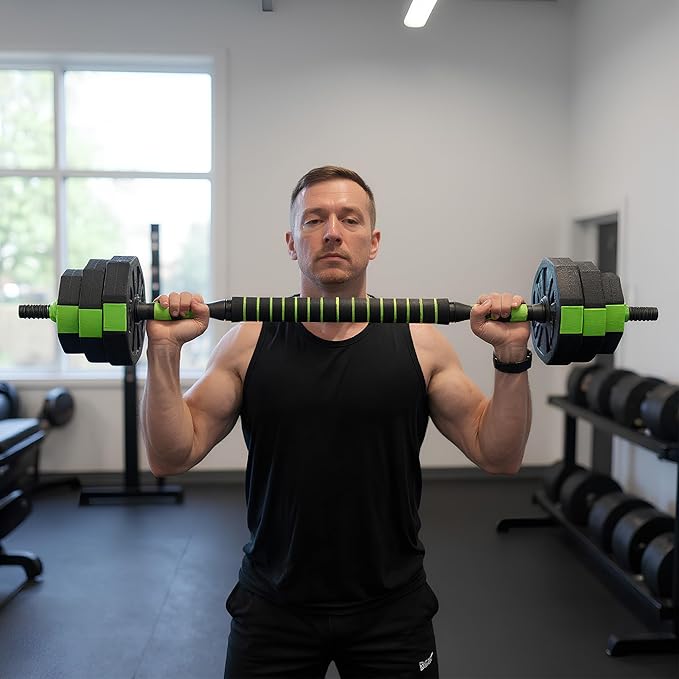 4-In-1 Adjustable Weights Dumbbell Set, Weight Set with Connector Used As Kettlebells, Barbell, Push Up Stand, Fitness Exercise Dumbbell, Free Weight Set for Home Gym