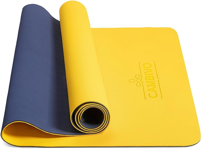 CAMBIVO Yoga Mat for Women Men Kids, 1/3 & 1/4 & 2/5 Inch Extra Thick Yoga Mat Non Slip, 72" x 24" TPE Yoga Mats, Workout Mat with Carrying Strap for Yoga, Pilates and Floor Exercises