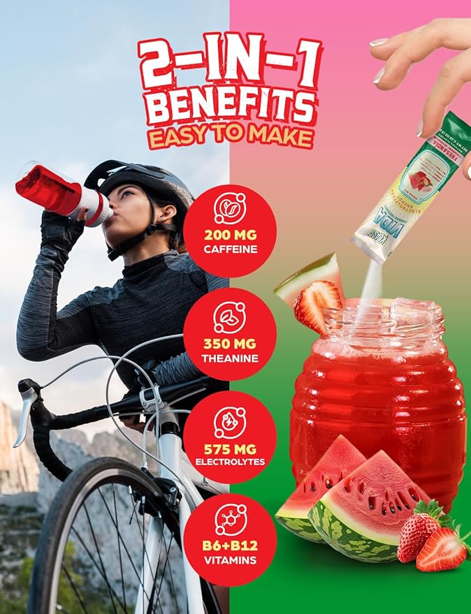 Hydration + Energy Electrolyte Drink Mix – Variety Pack with Hibiscus, Coffee Horchata & Strawberry Watermelon, Sugar-Free with Caffeine, L-Theanine, Coconut Water & Minerals