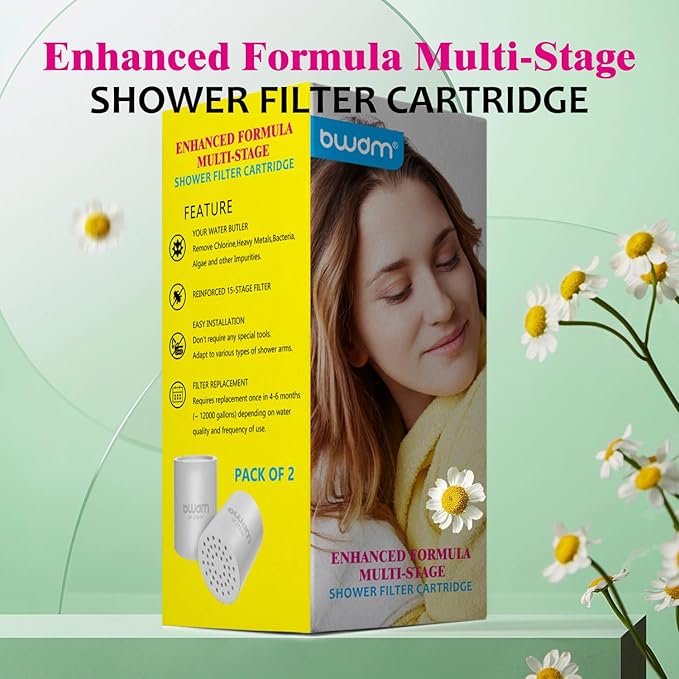 Enhanced Formula Multi-Stage Shower Filter Cartridge,High output Universal replacement filter cartridge, Remove Chlorine Heavy Metals and Other Sediments, Reduces Dry Itchy Skin(Pack of 2)