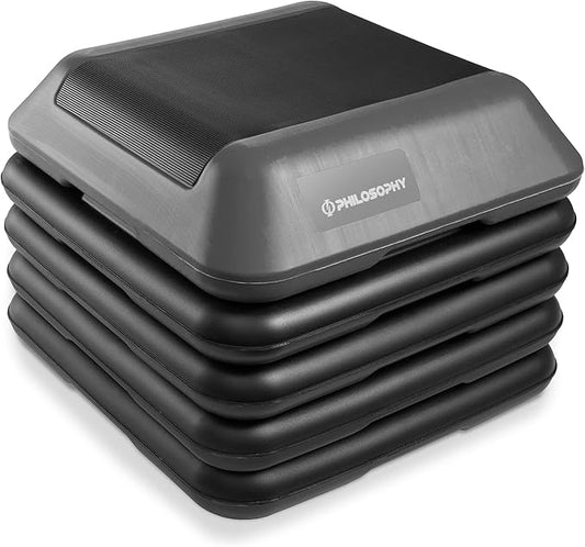 Philosophy Gym Aerobic Exercise Adjustable High Step Platform, with 4 Risers Included